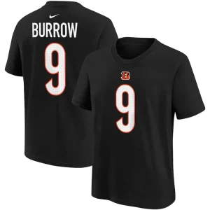Joe burrow cincinnati bengals nike youth player name number t shirt Black