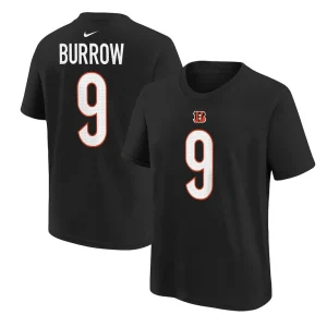 Joe burrow cincinnati bengals nike youth player name number t shirt Black