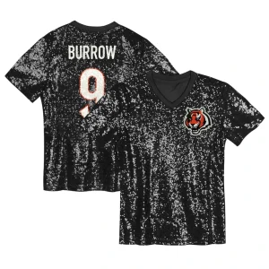 Joe burrow cincinnati bengals womens player name number v neck fashion jersey Black