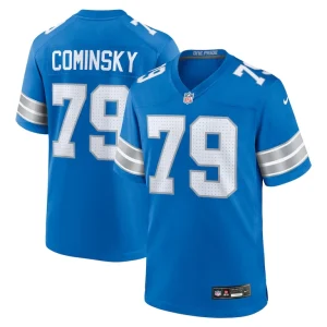 John cominsky detroit lions nike team game jersey Blue