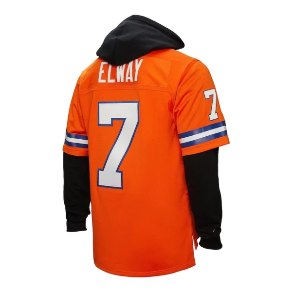 John elway denver broncos mitchell ness player name number hoodie legacy jersey Orange L