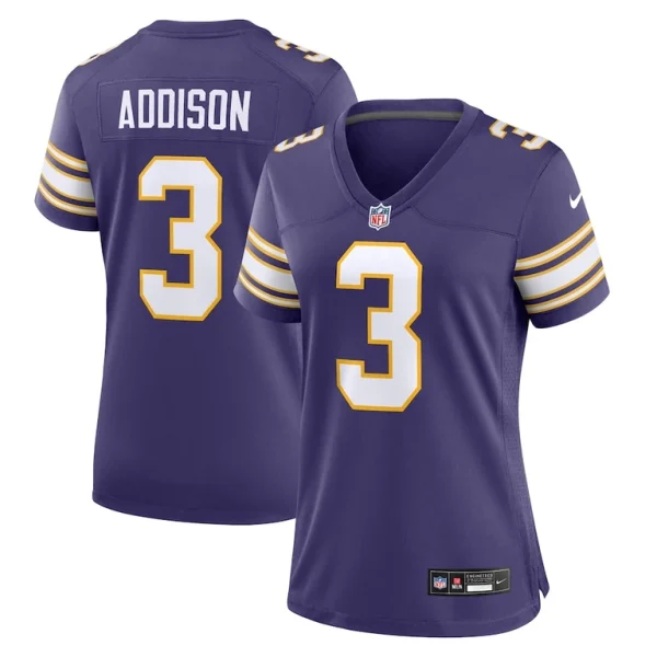 Jordan addison minnesota vikings nike womens classic player game jersey Purple