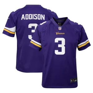 Jordan addison minnesota vikings nike youth team player game jersey Purple