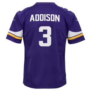 Jordan addison minnesota vikings nike youth team player game jersey Purple Yth L