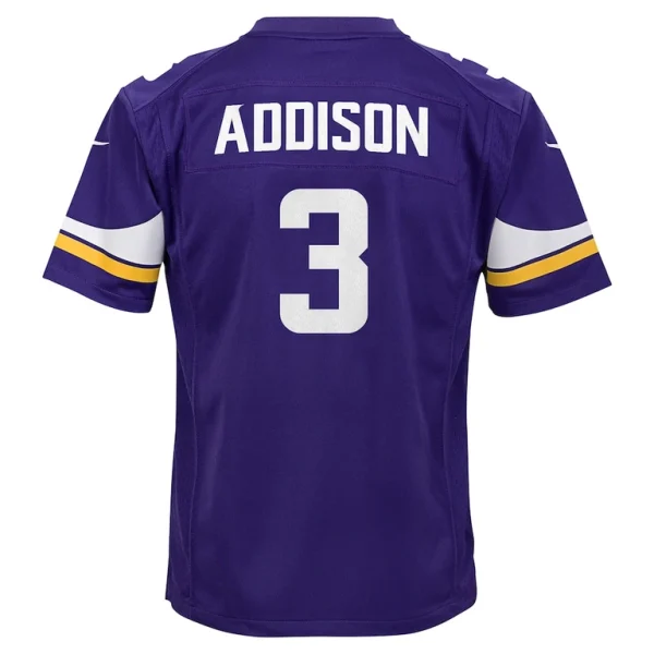 Jordan addison minnesota vikings nike youth team player game jersey Purple Yth L
