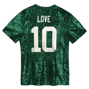 Jordan love green bay packers girls youth sequin v neck fashion jersey Green Yth L