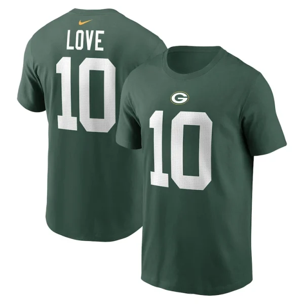 Jordan love green bay packers nike player name number t shirt Green