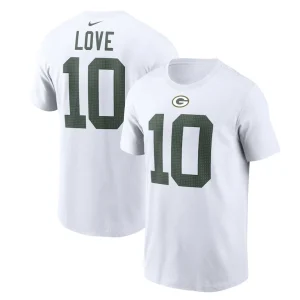 Jordan love green bay packers nike player name number t shirt White