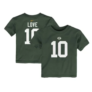 Jordan love green bay packers nike toddler player name number t shirt Green