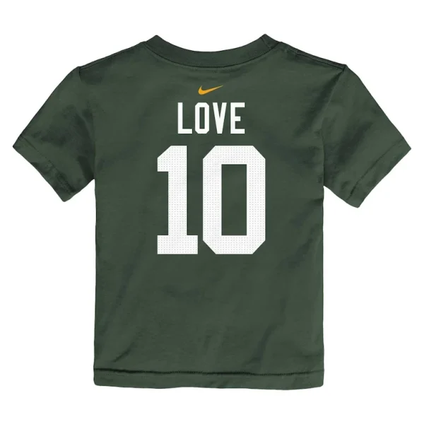 Jordan love green bay packers nike toddler player name number t shirt Green 4T