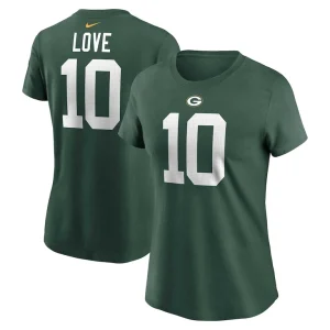 Jordan love green bay packers nike womens player name number t shirt Green