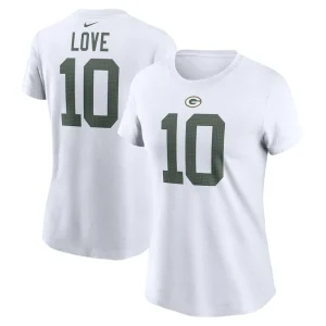Jordan love green bay packers nike womens player name number t shirt White