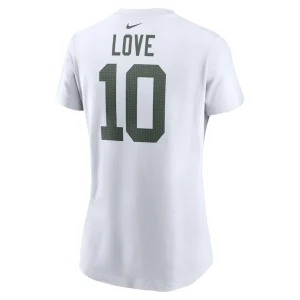 Jordan love green bay packers nike womens player name number t shirt White L