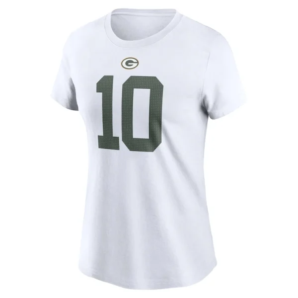 Jordan love green bay packers nike womens player name number t shirt White M