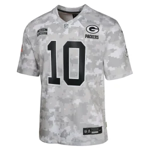 Jordan love green bay packers nike youth 2024 salute to service game jersey Arctic camo Yth M
