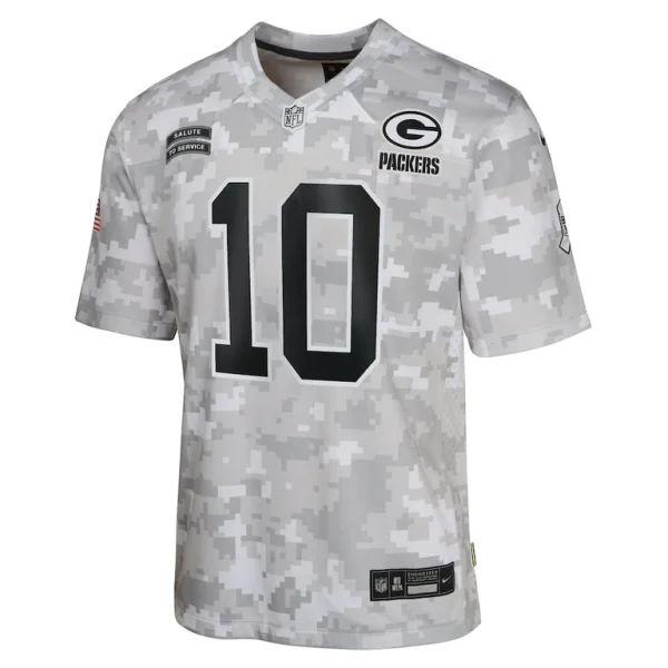 Jordan love green bay packers nike youth 2024 salute to service game jersey Arctic camo Yth M