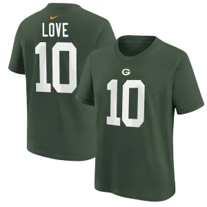 Jordan love green bay packers nike youth player name number t shirt Green
