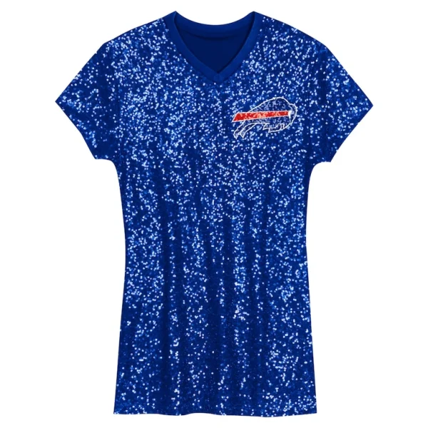 Josh allen buffalo bills girls youth sequin player name number v neck dress Royal Yth M