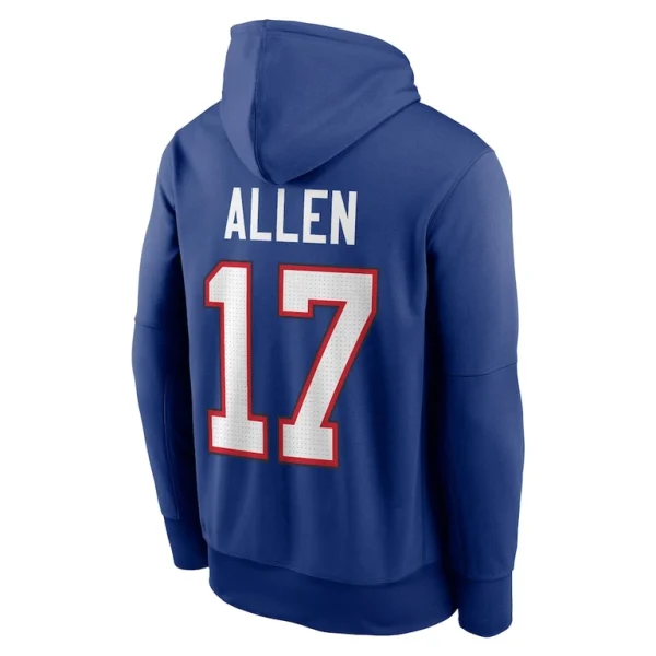 Josh allen buffalo bills nike player name number performance pullover hoodie Royal L