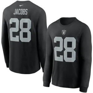 Josh jacobs las vegas raiders nike player name number long sleeve t shirt Black