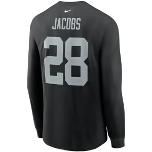 Josh jacobs las vegas raiders nike player name number long sleeve t shirt Black L