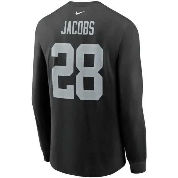 Josh jacobs las vegas raiders nike player name number long sleeve t shirt Black L