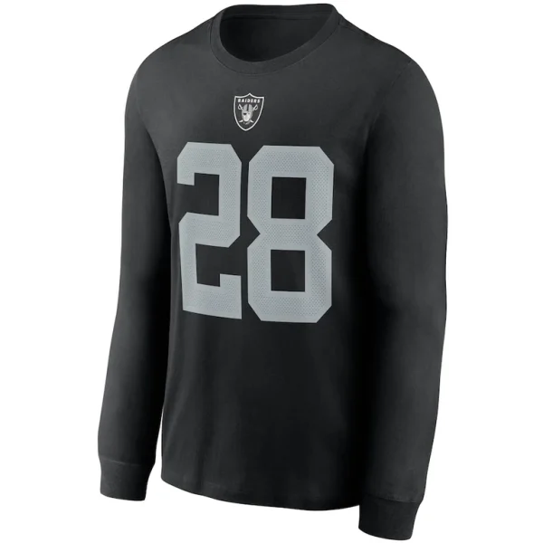 Josh jacobs las vegas raiders nike player name number long sleeve t shirt Black M