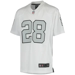 Josh jacobs las vegas raiders nike youth color rush game jersey White Yth M