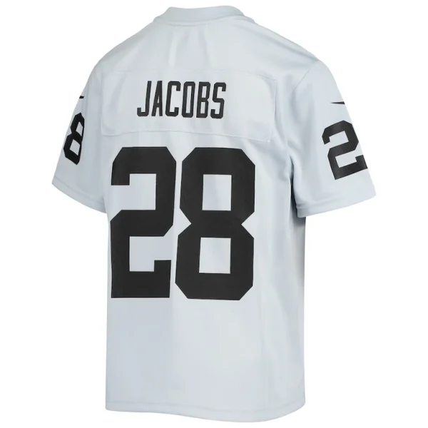 Josh jacobs las vegas raiders nike youth inverted team game jersey Silver Yth L