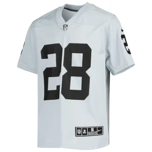 Josh jacobs las vegas raiders nike youth inverted team game jersey Silver Yth M
