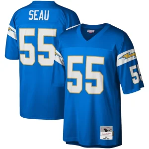 Junior seau los angeles chargers mitchell ness big tall 2002 retired player replica jersey Powder blue