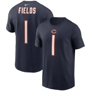Justin fields chicago bears nike player name number t shirt Navy