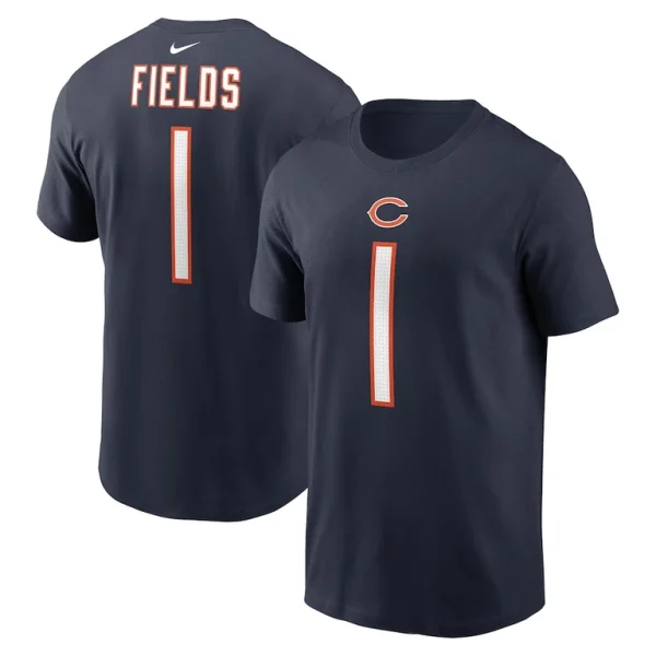 Justin fields chicago bears nike player name number t shirt Navy