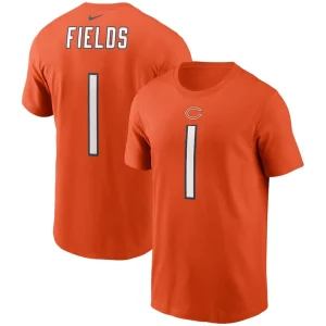 Justin fields chicago bears nike player name number t shirt Orange