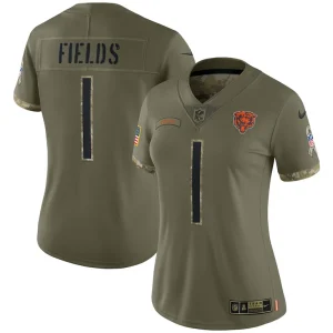 Justin fields chicago bears nike womens salute to service limited jersey Olive