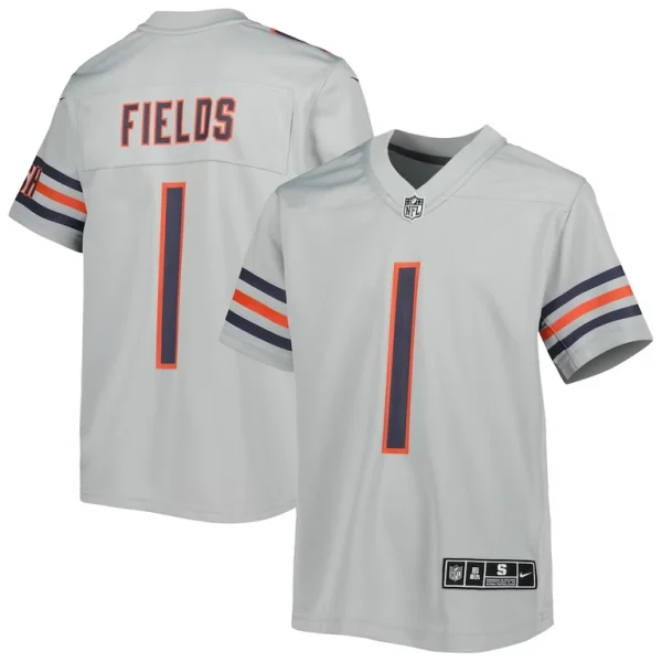 Justin fields chicago bears nike youth inverted game jersey Gray