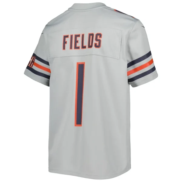 Justin fields chicago bears nike youth inverted game jersey Gray Yth L
