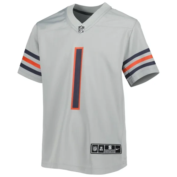 Justin fields chicago bears nike youth inverted game jersey Gray Yth M