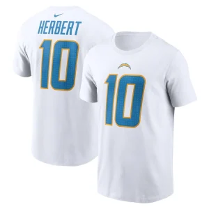Justin herbert los angeles chargers nike player name number t shirt White