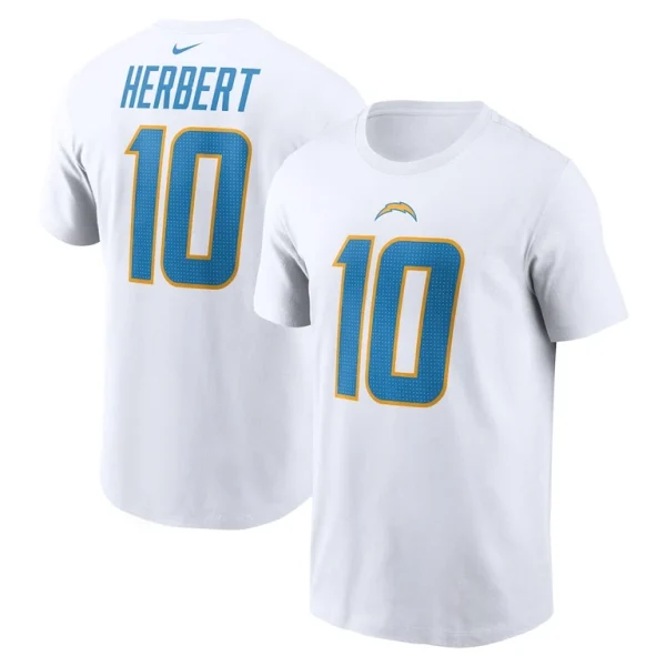 Justin herbert los angeles chargers nike player name number t shirt White