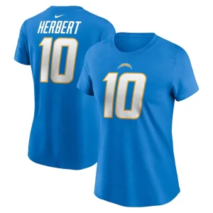 Justin herbert los angeles chargers nike womens player name number t shirt Powder blue