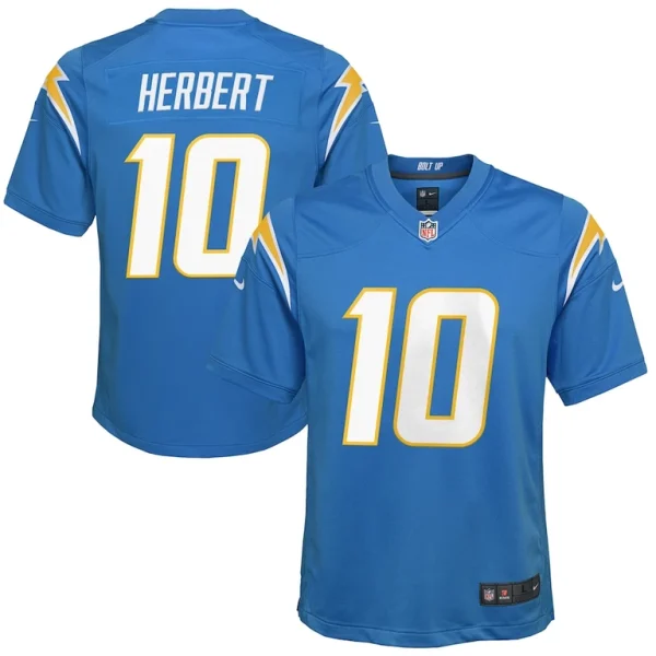 Justin herbert los angeles chargers nike youth game jersey Powder blue
