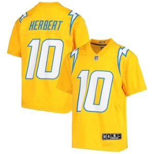 Justin herbert los angeles chargers nike youth inverted team game jersey Gold