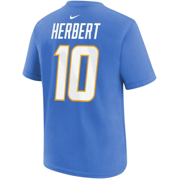 Justin herbert los angeles chargers nike youth player name number t shirt Powder blue 7