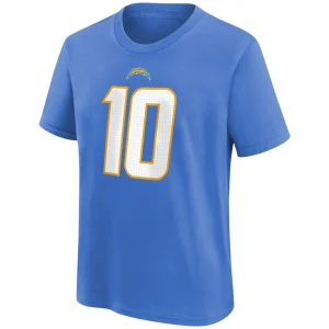 Justin herbert los angeles chargers nike youth player name number t shirt Powder blue Yth M