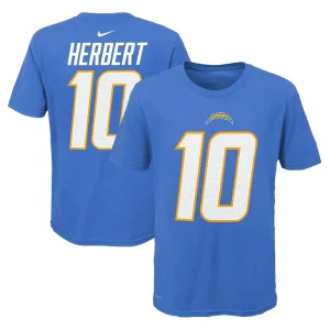 Justin herbert los angeles chargers nike youth team pride player name number t shirt Powder blue
