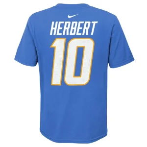 Justin herbert los angeles chargers nike youth team pride player name number t shirt Powder blue Yth L