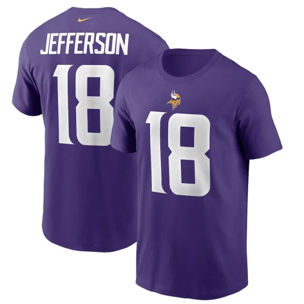 Justin jefferson minnesota vikings nike player name number t shirt Purple