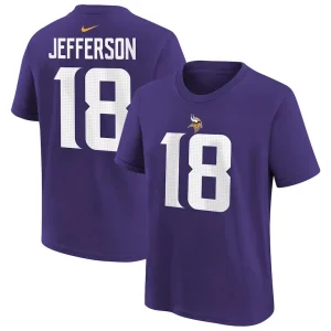 Justin jefferson minnesota vikings nike youth player name number t shirt Purple