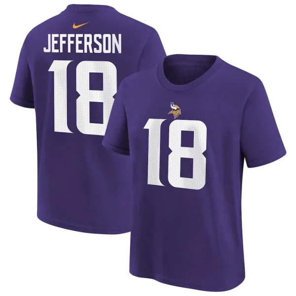Justin jefferson minnesota vikings nike youth player name number t shirt Purple